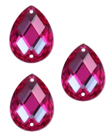 Gema acrílica gota 13x18mm fucsia x 25 un.