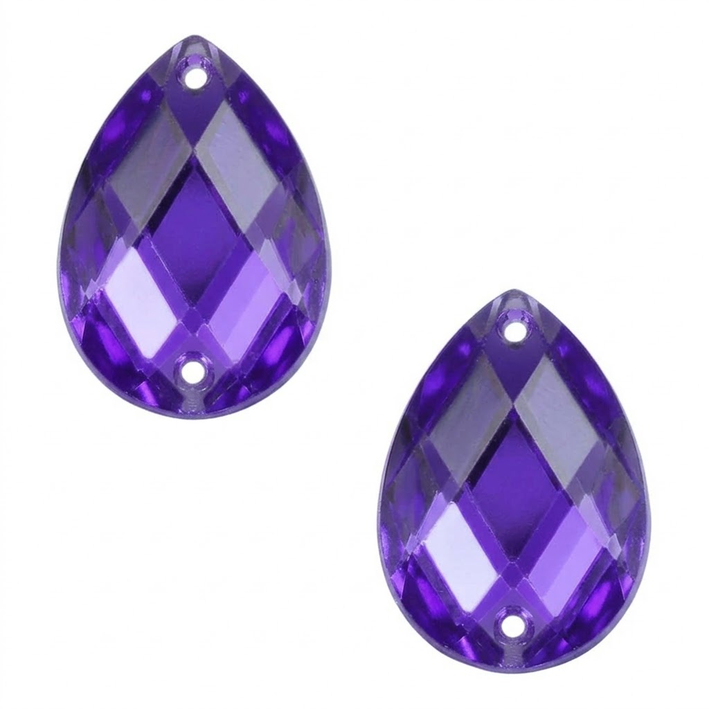 Gema acrílica gota 10x14mm violeta x 100 un