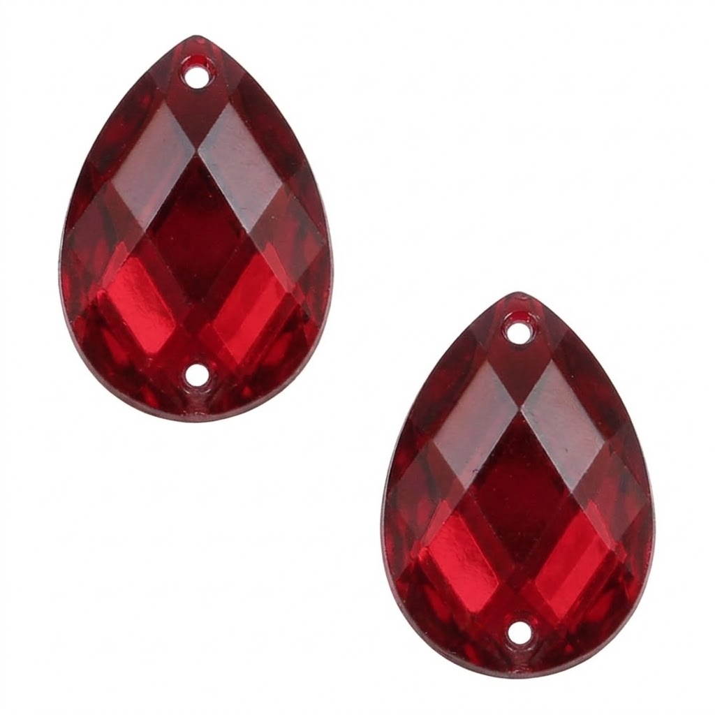 Gema acrílica gota 10x14mm roja x 100 un 