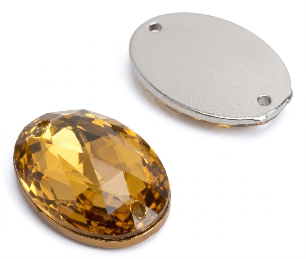Gema acrílica oval 18x23mm dorada x 25 un. 