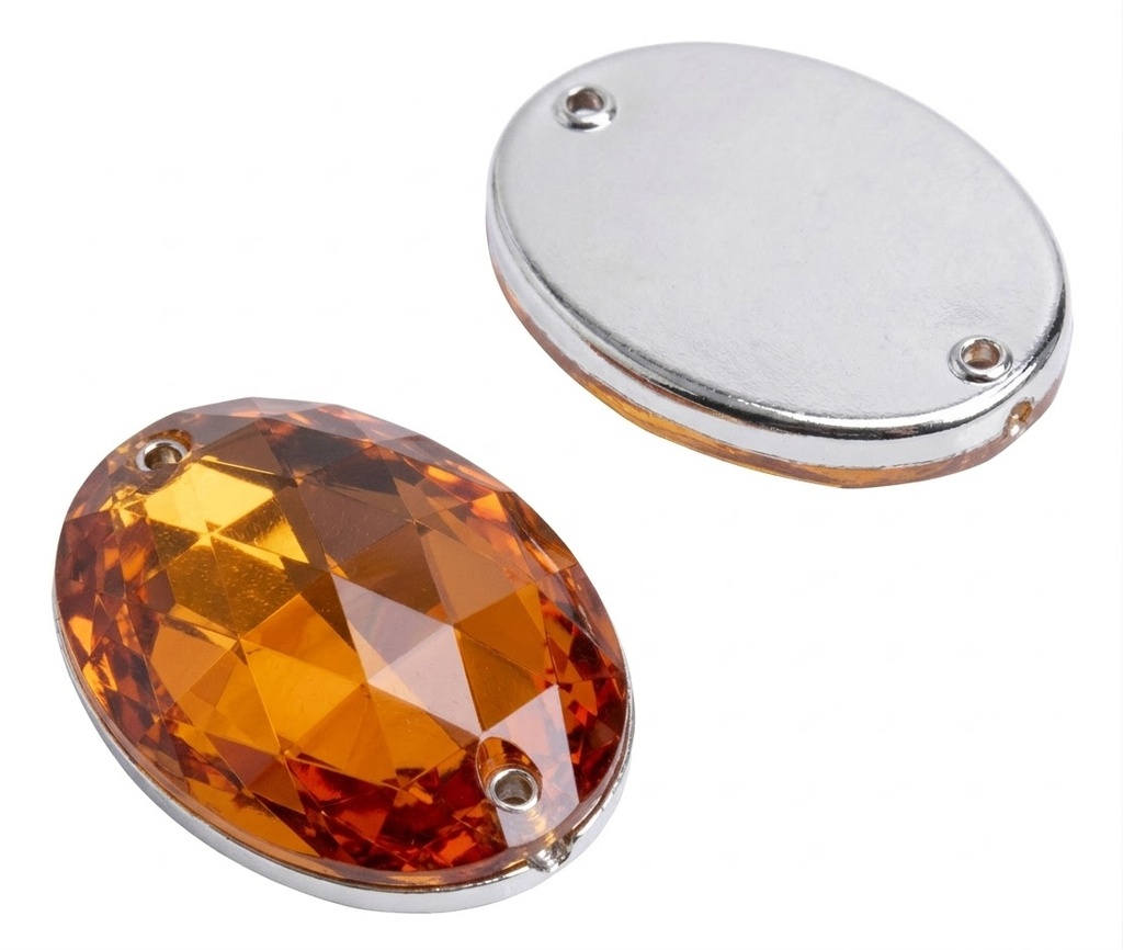 Gema acrílica oval 18x23mm naranja x 25 un.    