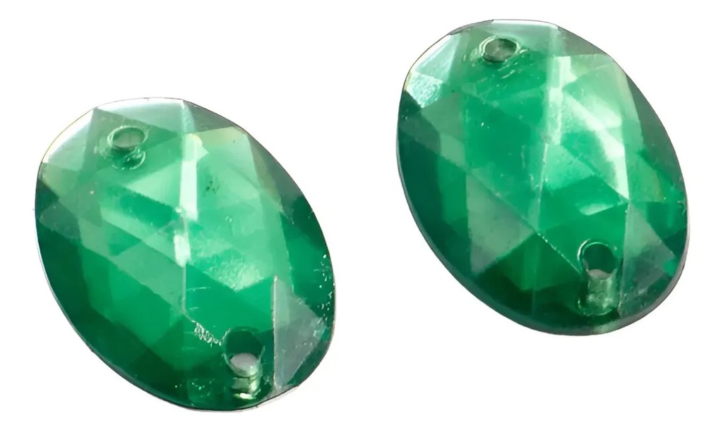 Gema acrílica oval 13x18mm verde x 25 un.  