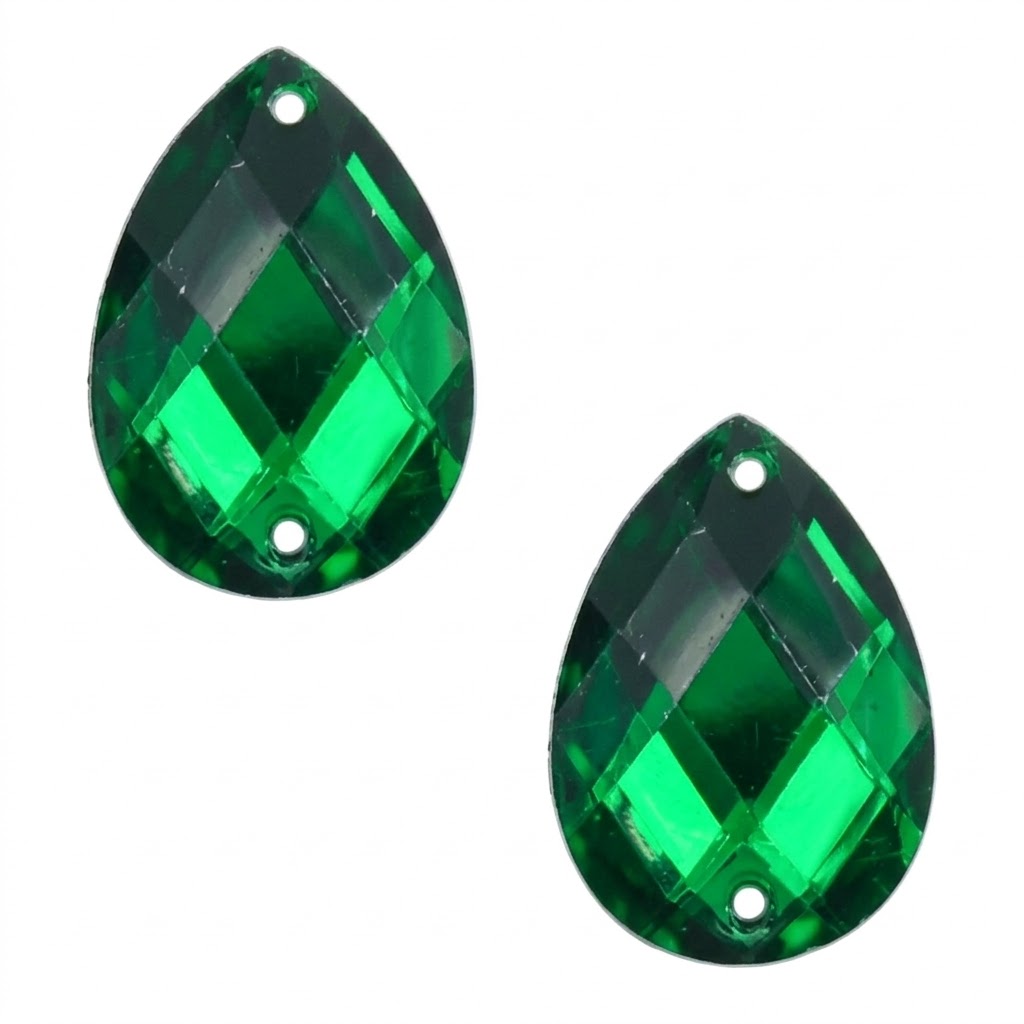 Gema acrílica gota 10x14mm verde x 100 un.      