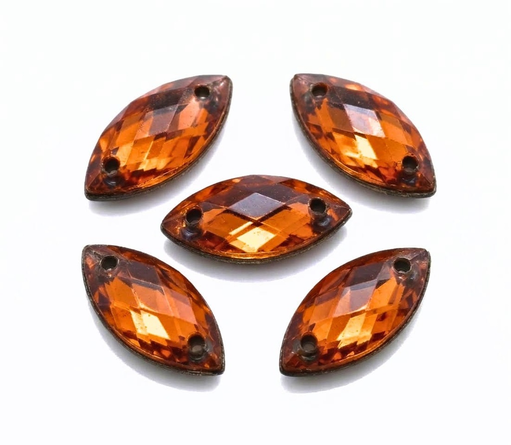 Gema acrílica elíptica 20x40mm naranja x 10 un.  