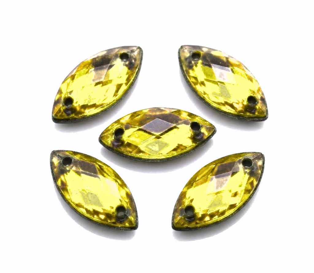 Gema acrílica elíptica 20x40mm dorado x 10 un.    