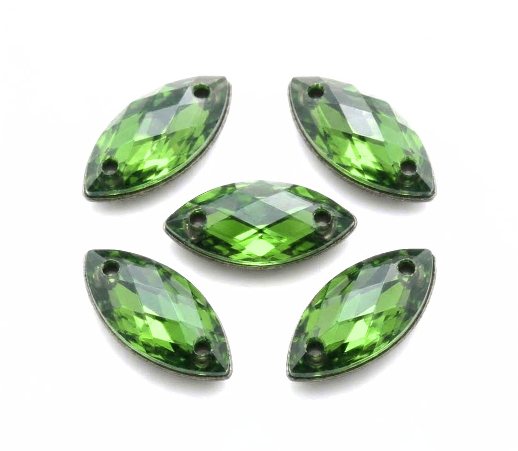 Gema acrílica elíptica 20x40mm verde claro x 10 un.   