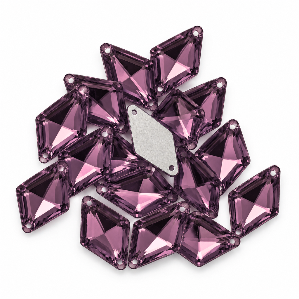 Gema acrílica rombo 14x24mm rosa x 25 un. 