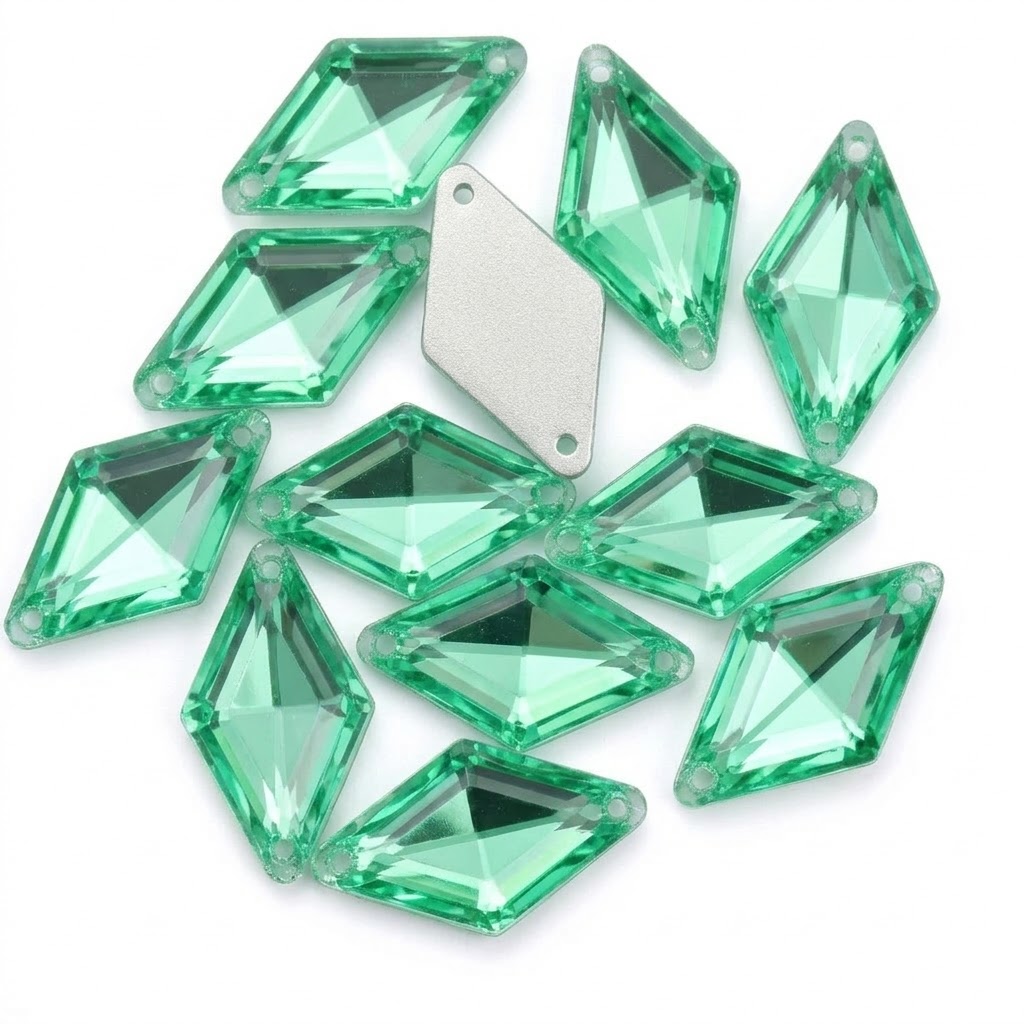Gema acrílica rombo 17x28mm verde claro x 10 un.  