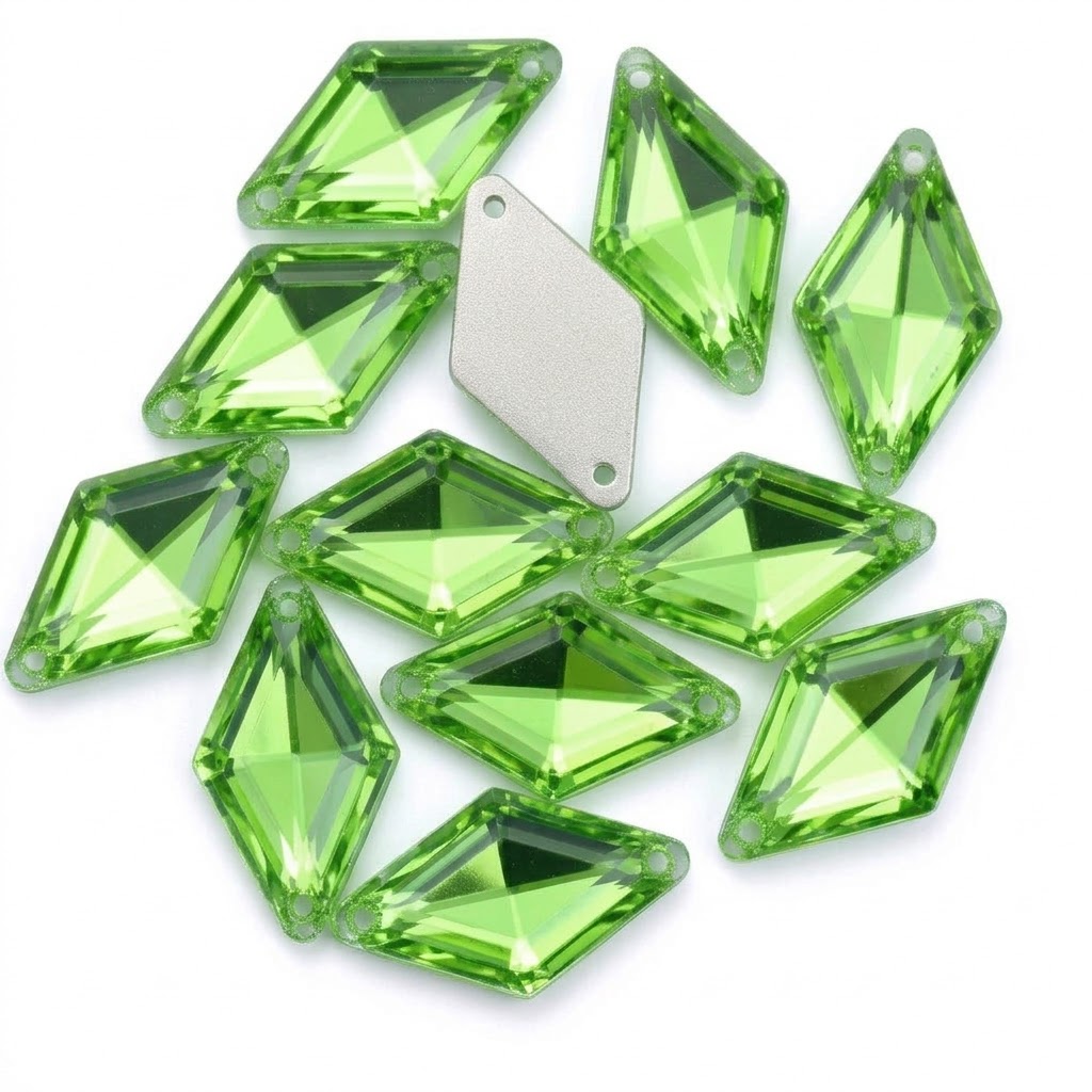 Gema acrílica rombo 17x28mm verde manzana x 10 un.   