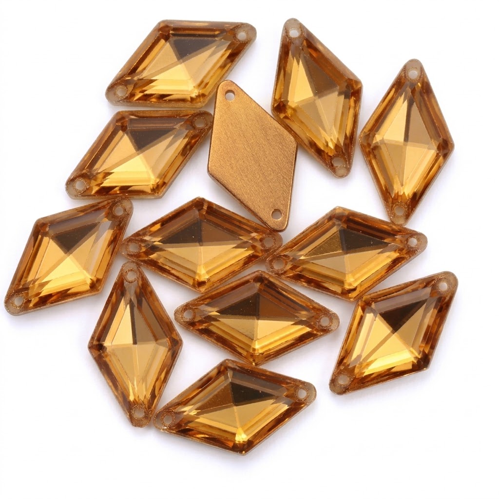 Gema acrílica rombo 17x28mm dorado x 10 un.    