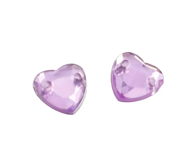 Gema acrílica corazón 14x14mm lila x 25 un.