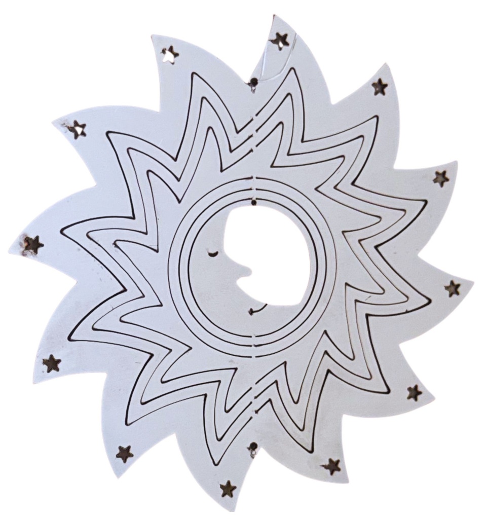 Mandala viento acero inoxidable sol luna 22cm 