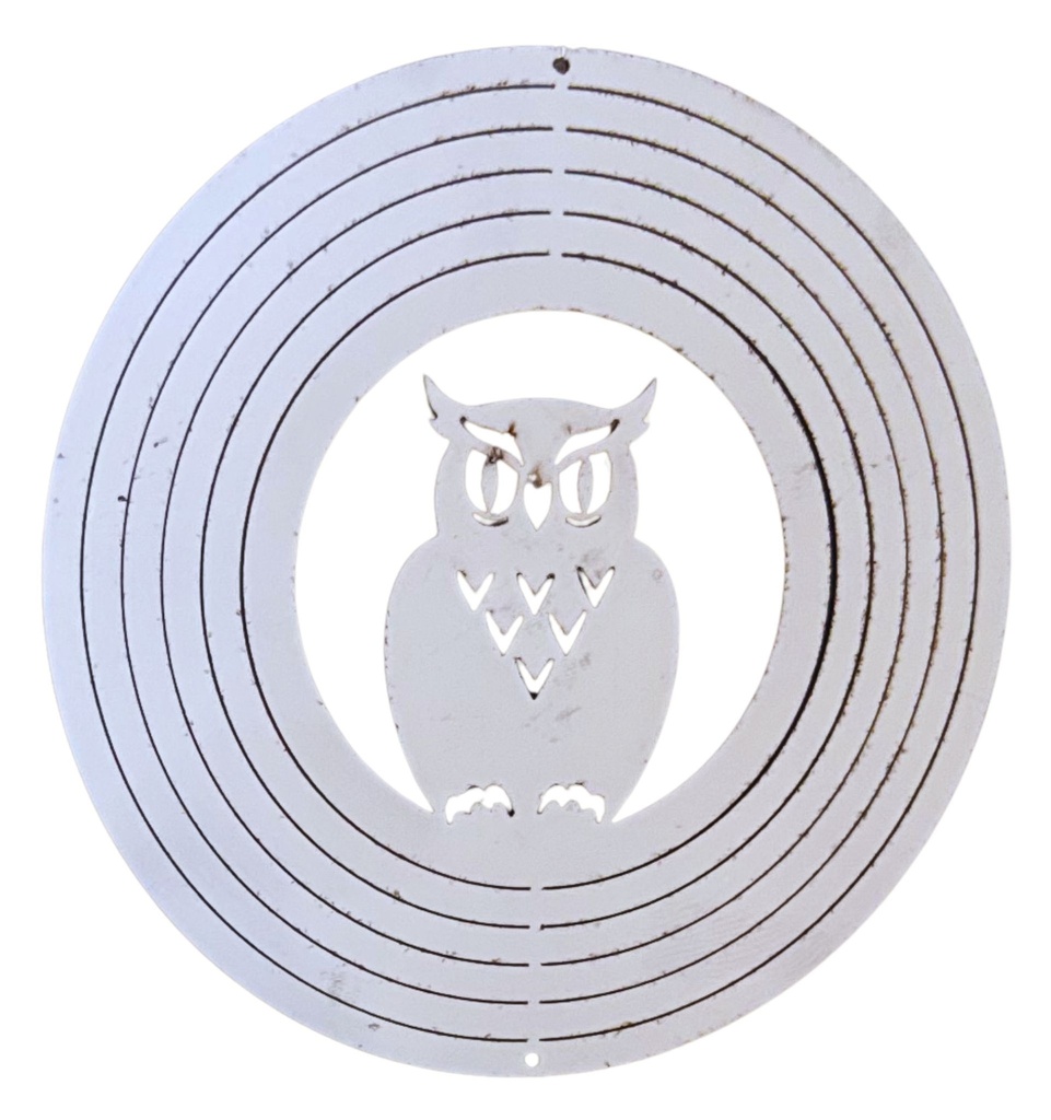 Mandala viento acero inoxidable buho 22cm  