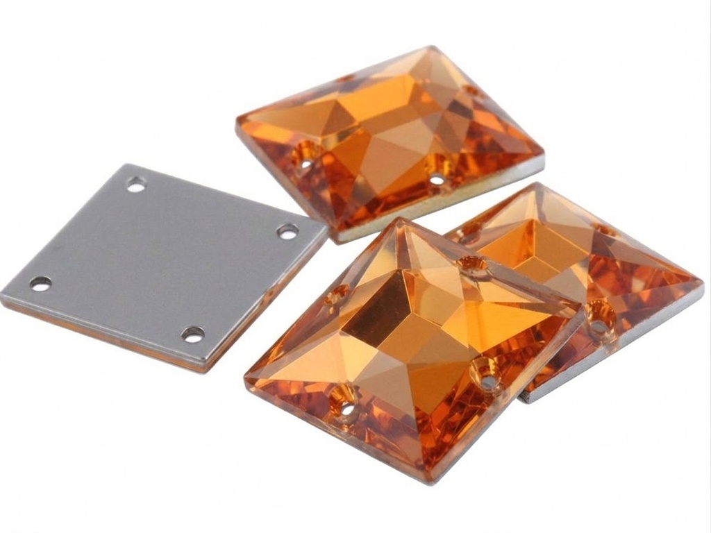 Gema acrílica cuadrada 25x25mm naranja x 10 un.    