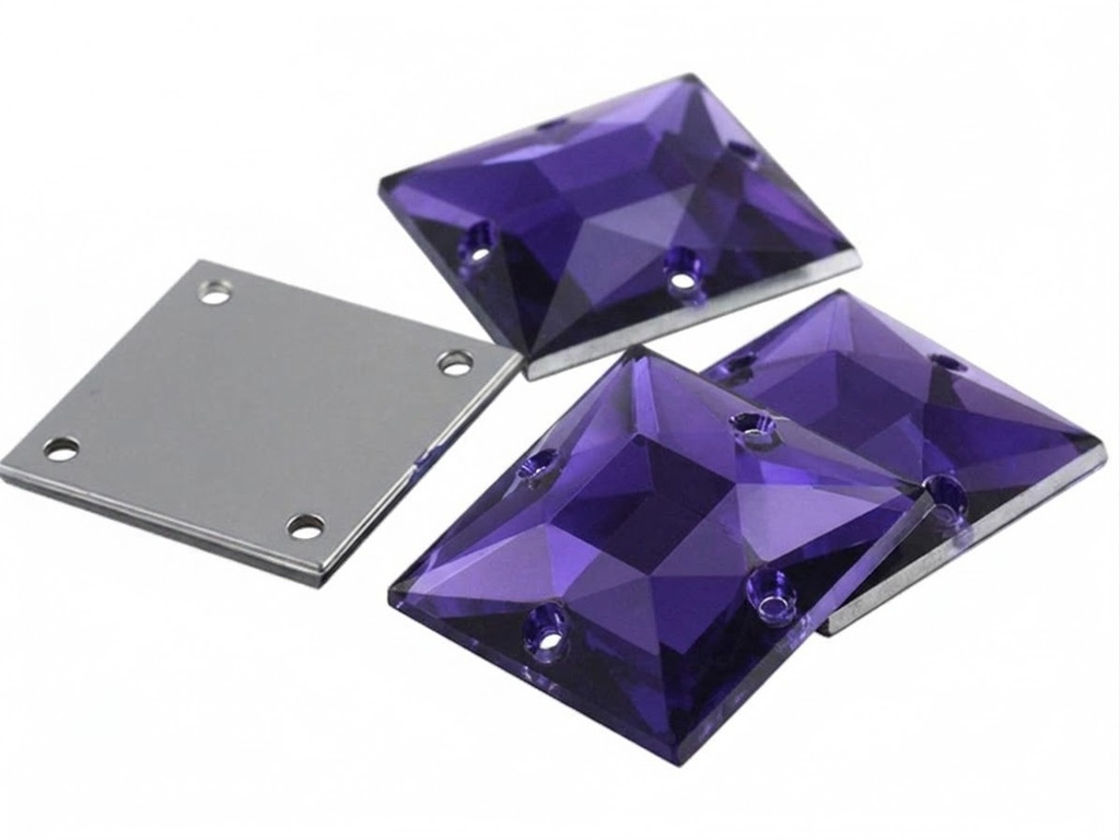 Gema acrílica cuadrada 25x25mm violeta x 10 un.     