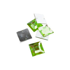 Gema acrílica cuadrada 16x16mm verde manzana x 30un.  