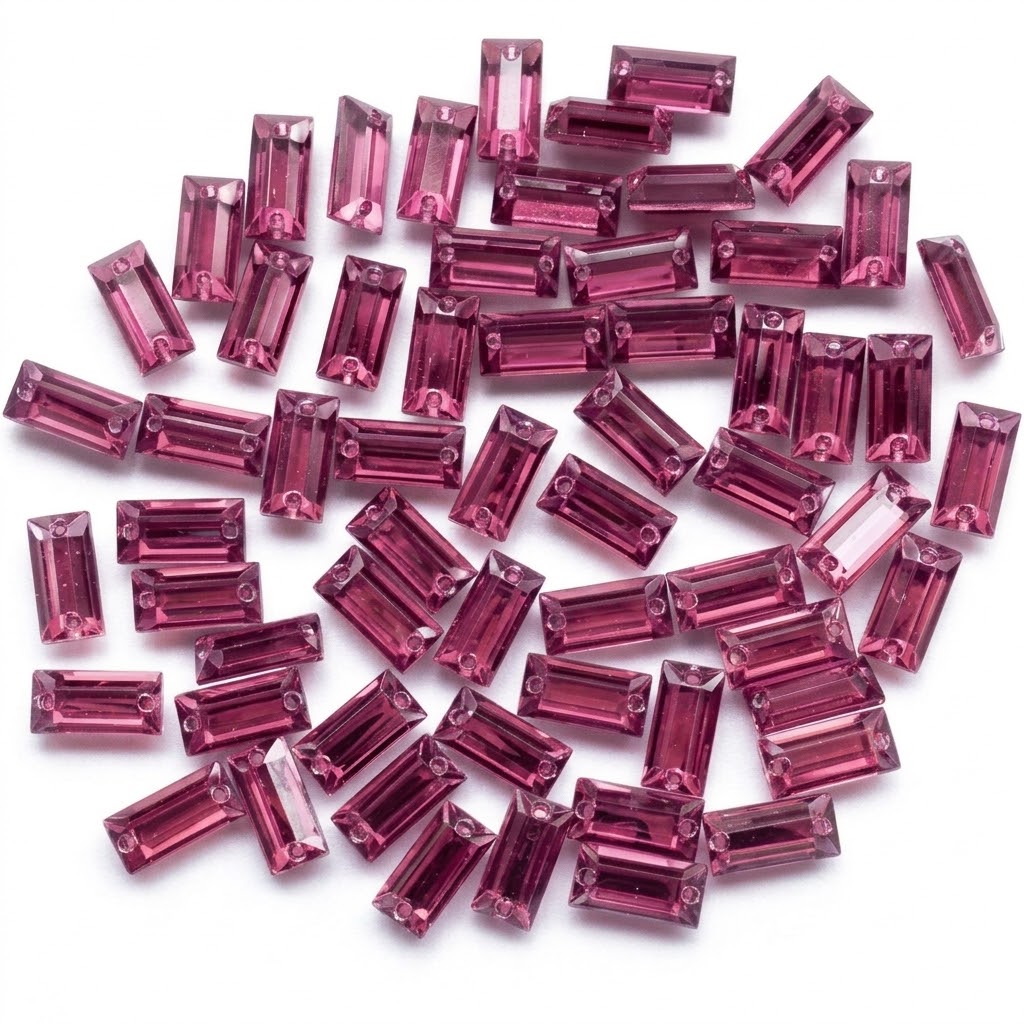 Gema acrílica rectangular 7x21mm rosa x 50 un.