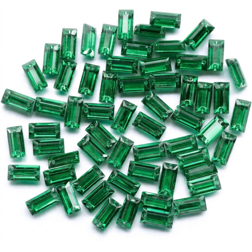 Gema acrílica rectangular 7x21mm verde x 50 un.    