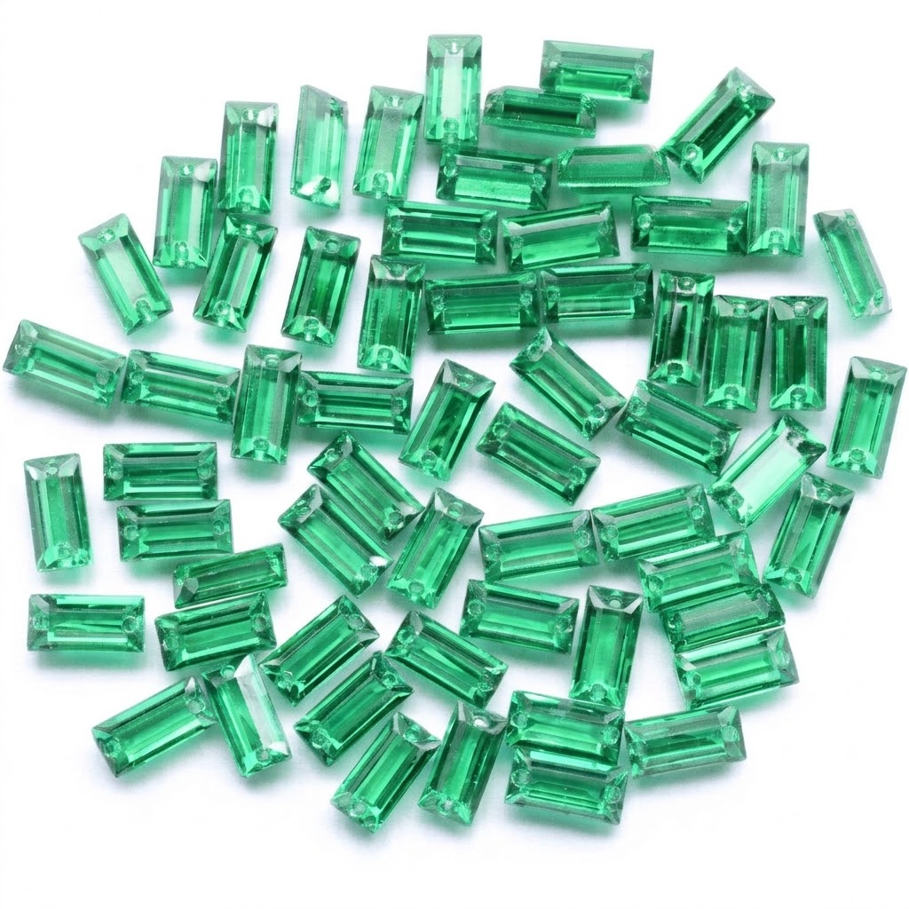 Gema acrílica rectangular 7x21mm verde claro x 50 un.    