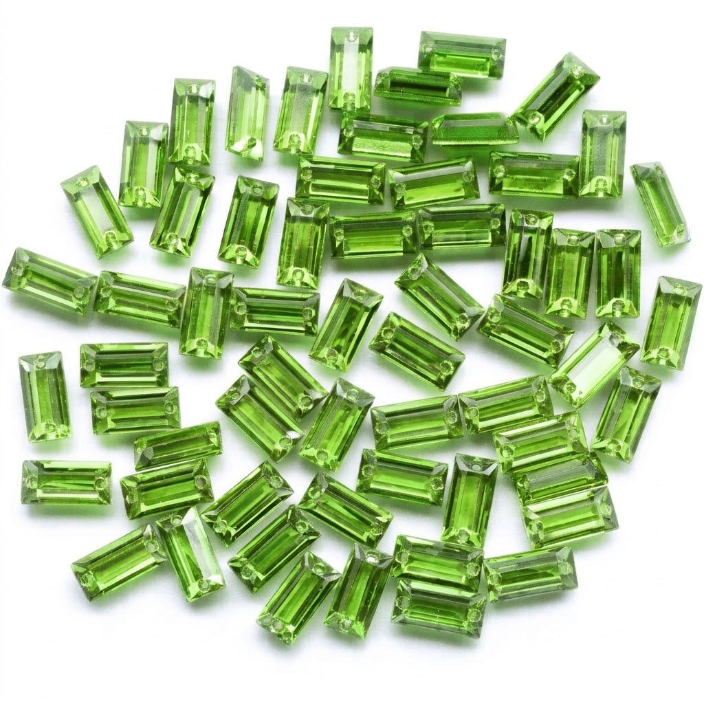 Gema acrílica rectangular 7x21mm verde manzana x 50 un.        