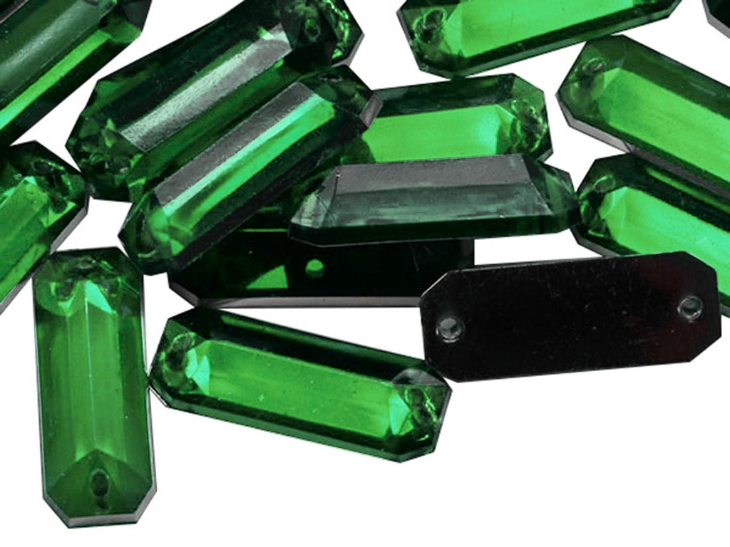 Gema acrílica rectangular 7x19mm verde claro x 50 un.  