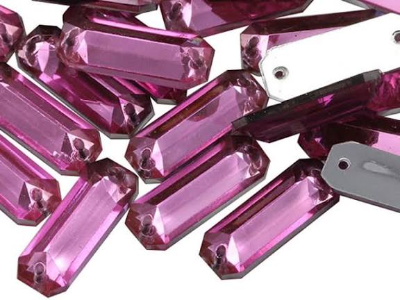 Gema acrílica rectangular 7x19mm rosa x 50 un.     