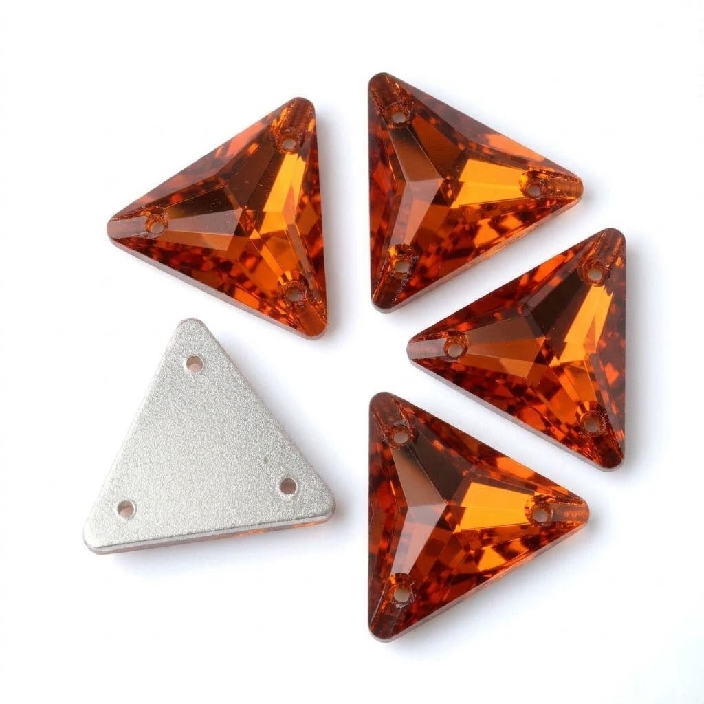 Gema acrílica triangular 15x15mm naranja x 30 un.   