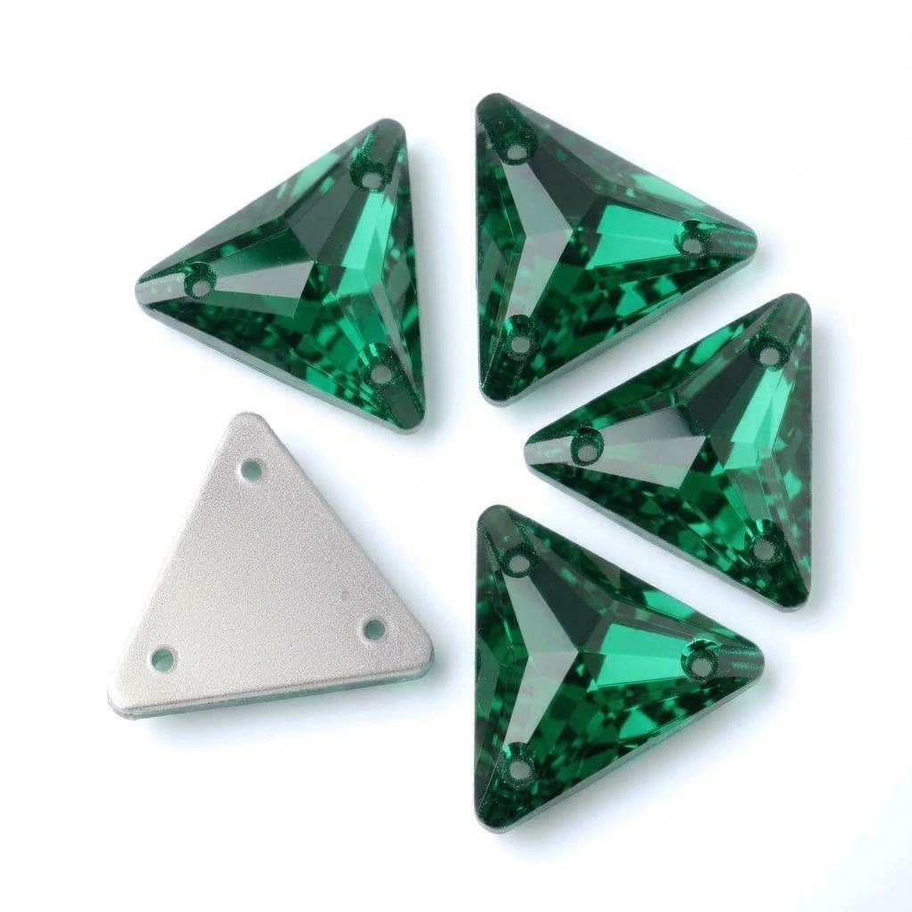 Gema acrílica triangular 15x15mm verde x 30 un.      