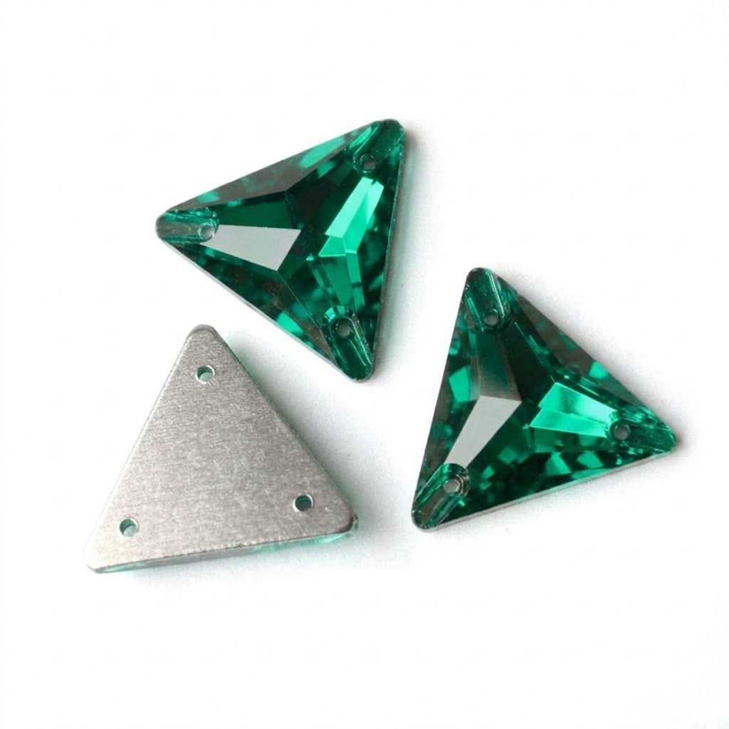 Gema acrílica triangular 24x24mm verde x 20 un.      