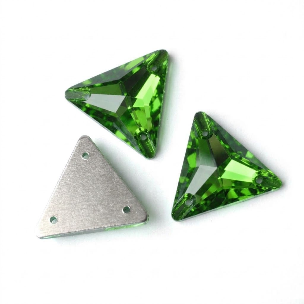 Gema acrílica triangular 24x24mm verde manzana x 20 un.     