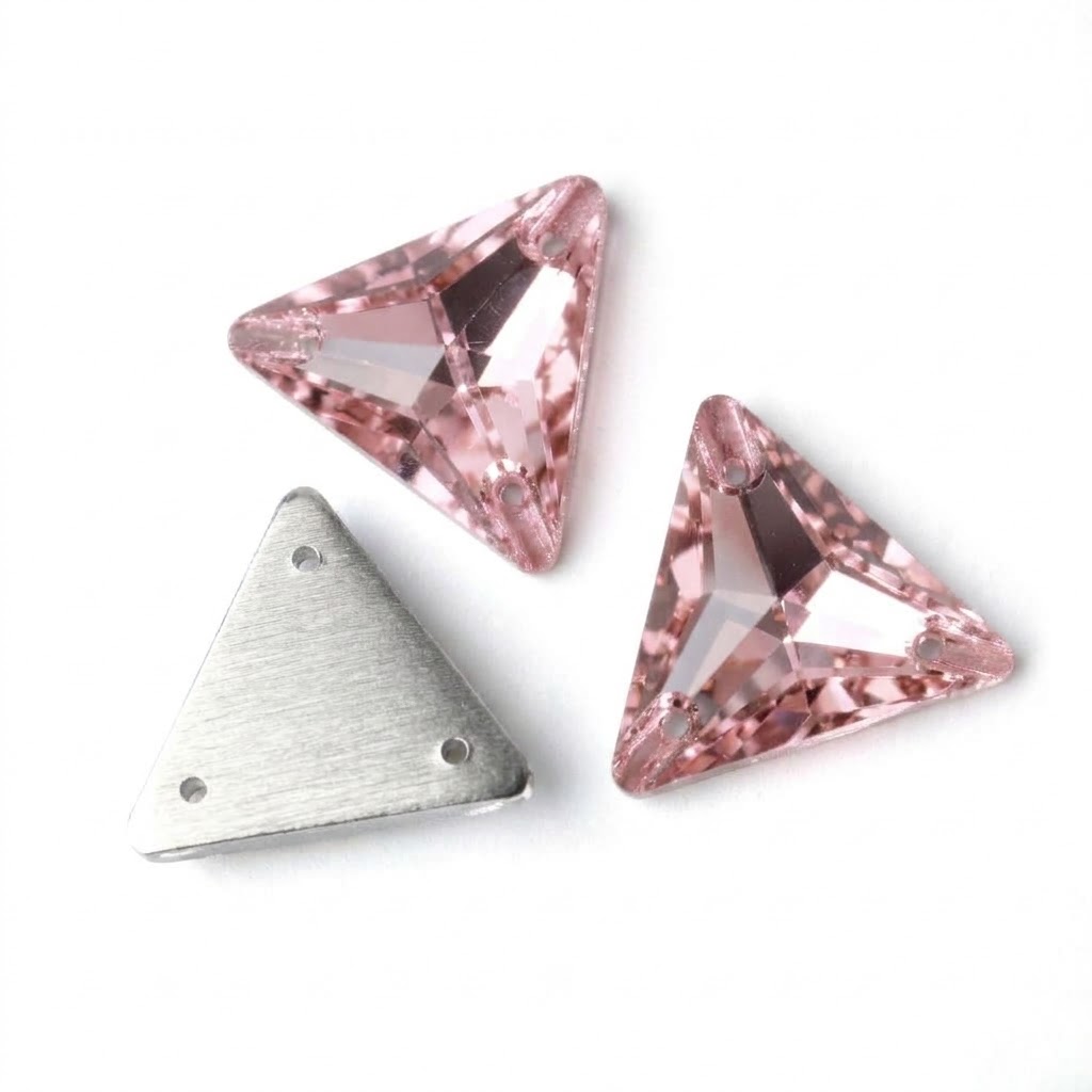 Gema acrílica triangular 24x24mm rosa x 20 un.          