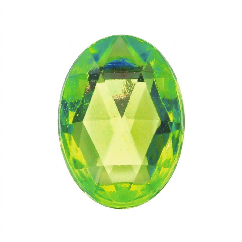 Gema acrílica oval 30x40mm verde manzana x 5un. 
