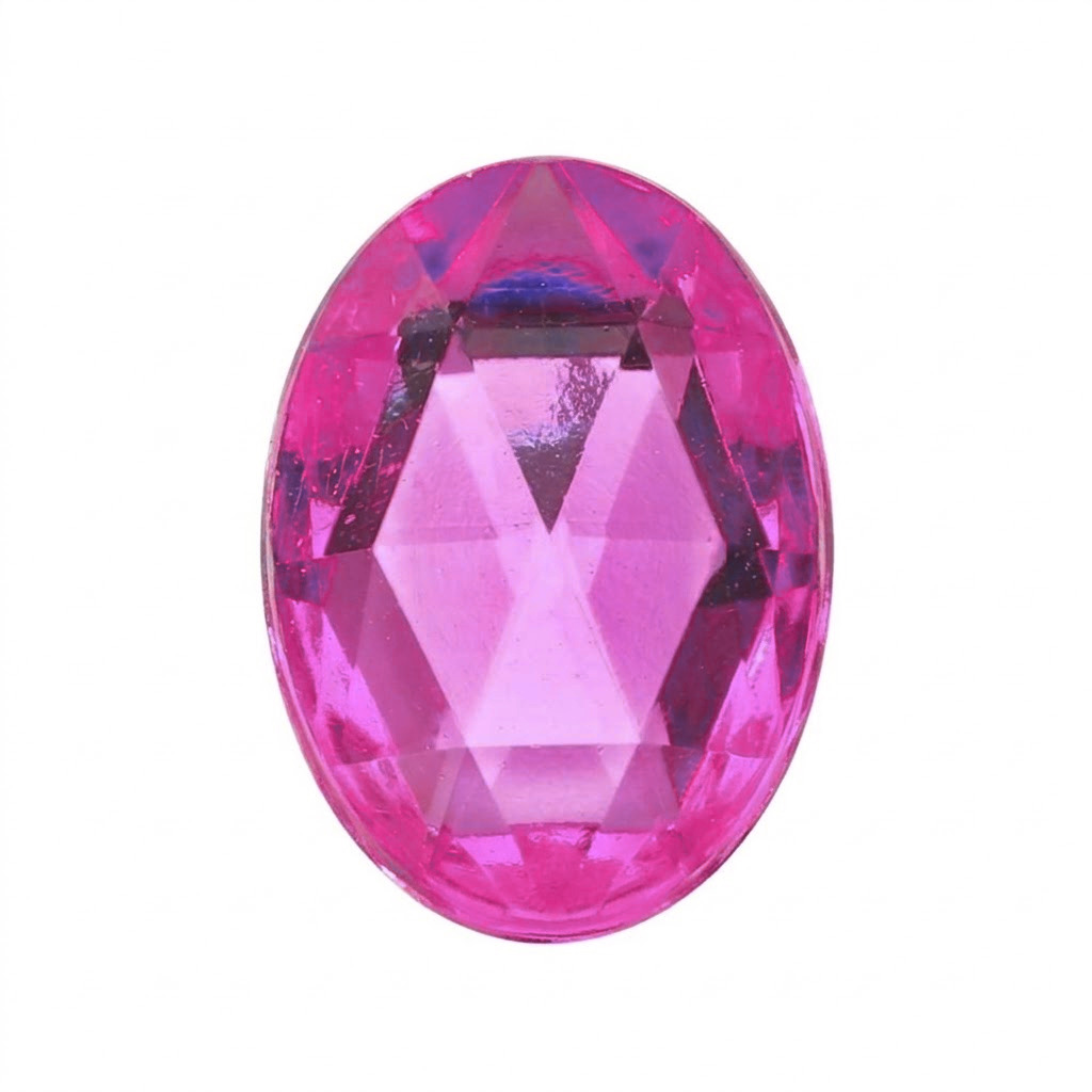Gema acrílica oval 30x40mm fucsia x 5un.  