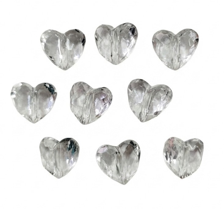 Cairel acrílico corazón pasante 18x15mm x 20gr 
