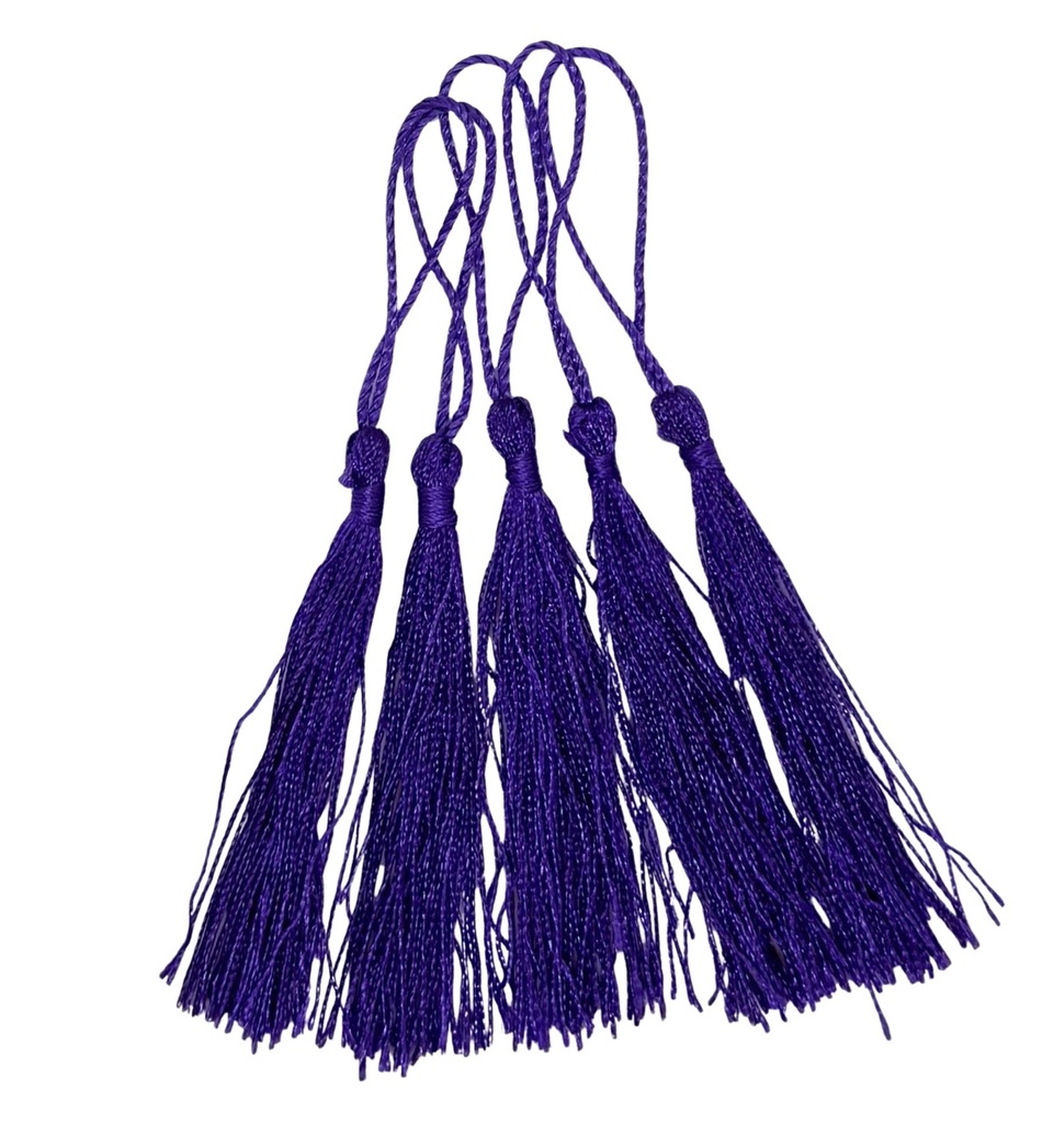 Fleco borla de seda violeta x 5un 
