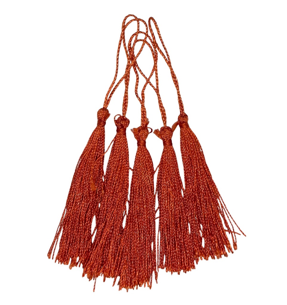 Fleco borla de seda naranja x 5un   