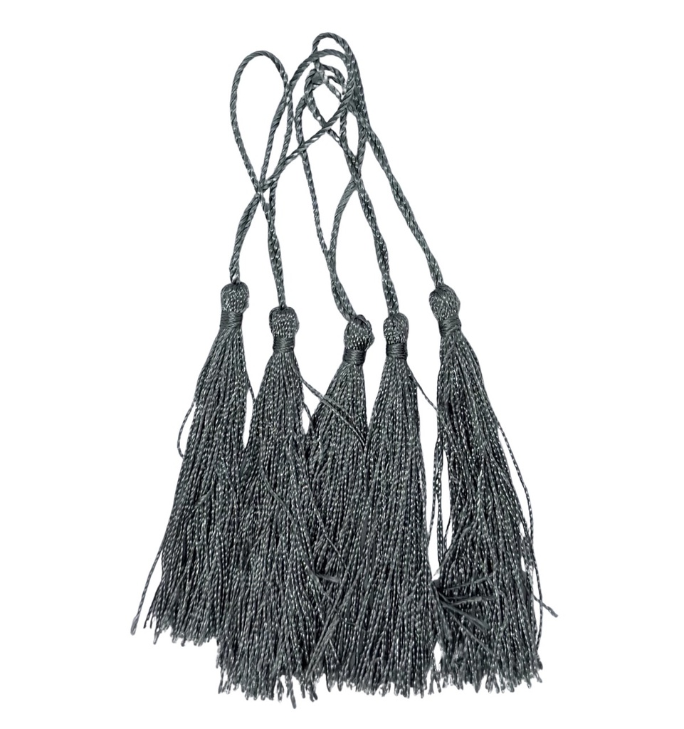 Fleco borla de seda gris x 5 un.  