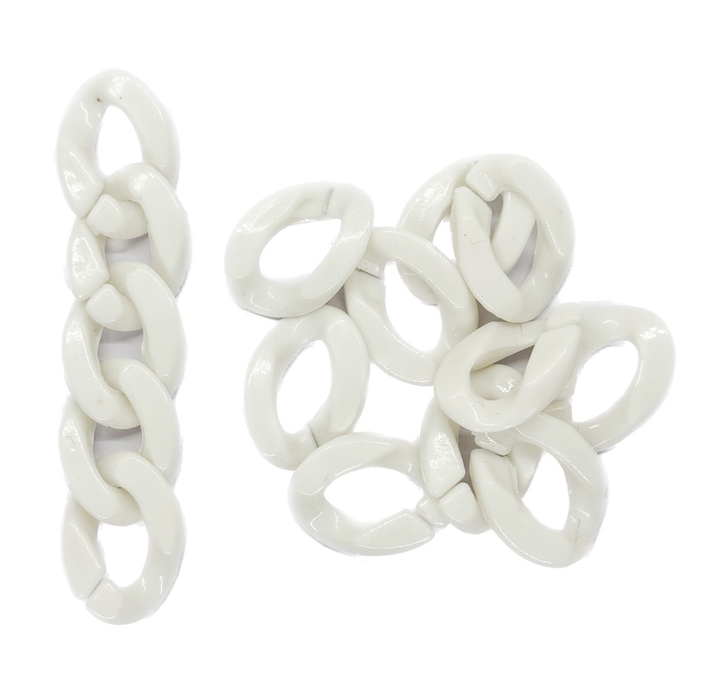Eslabón acrílico 13mm blanco n°2 x 20gr.