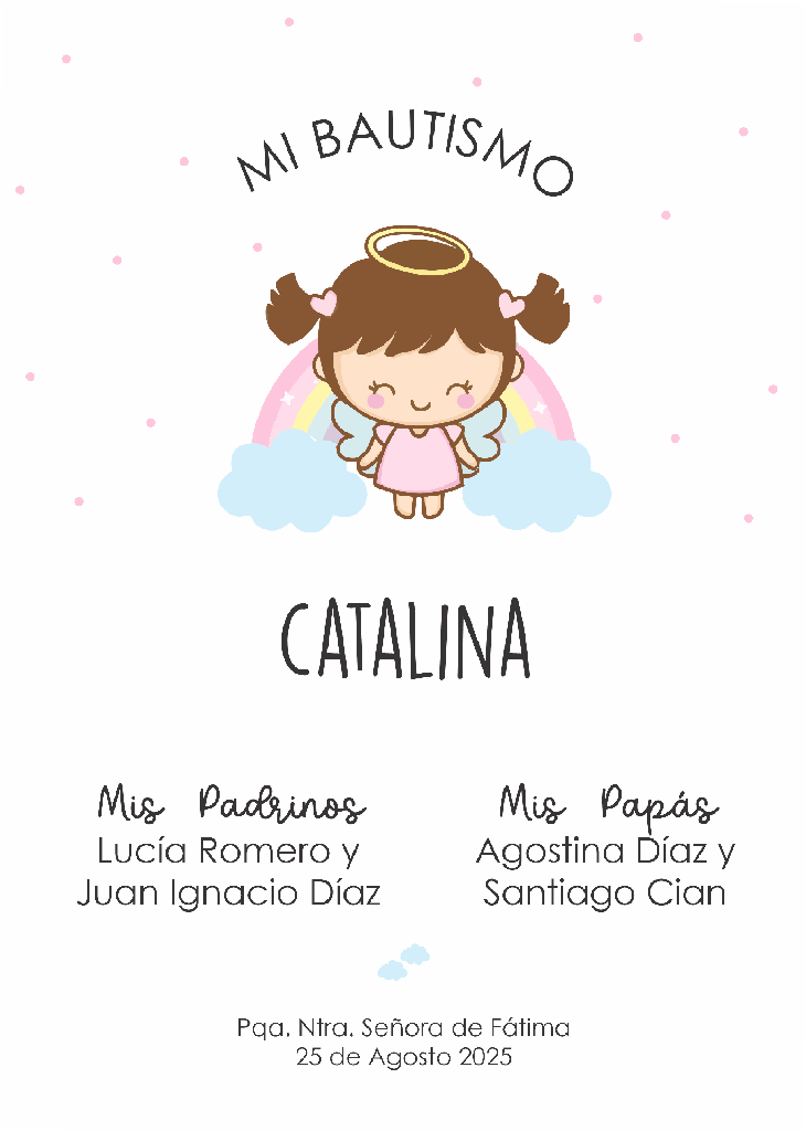 Estampita Bautismo nena 7x10cm x 10 un. 