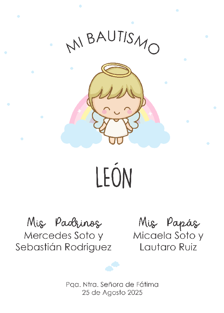 Estampita Bautismo nene 7x10cm x 10 un.  