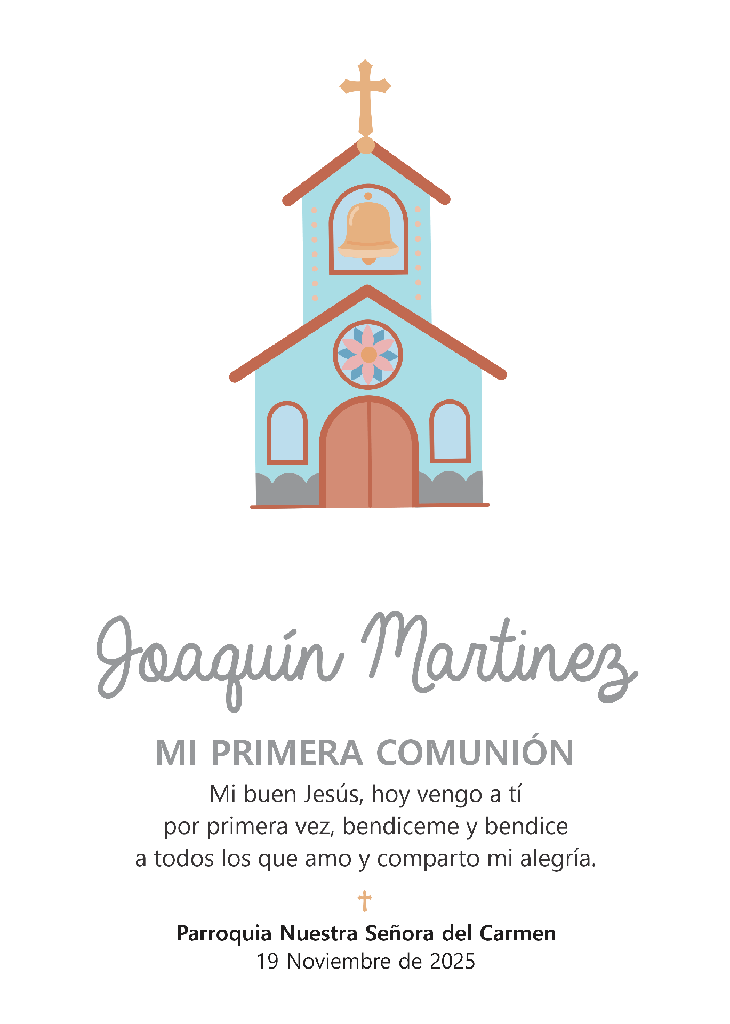 Estampita Comunión nene 7x10cm x 10 un.  