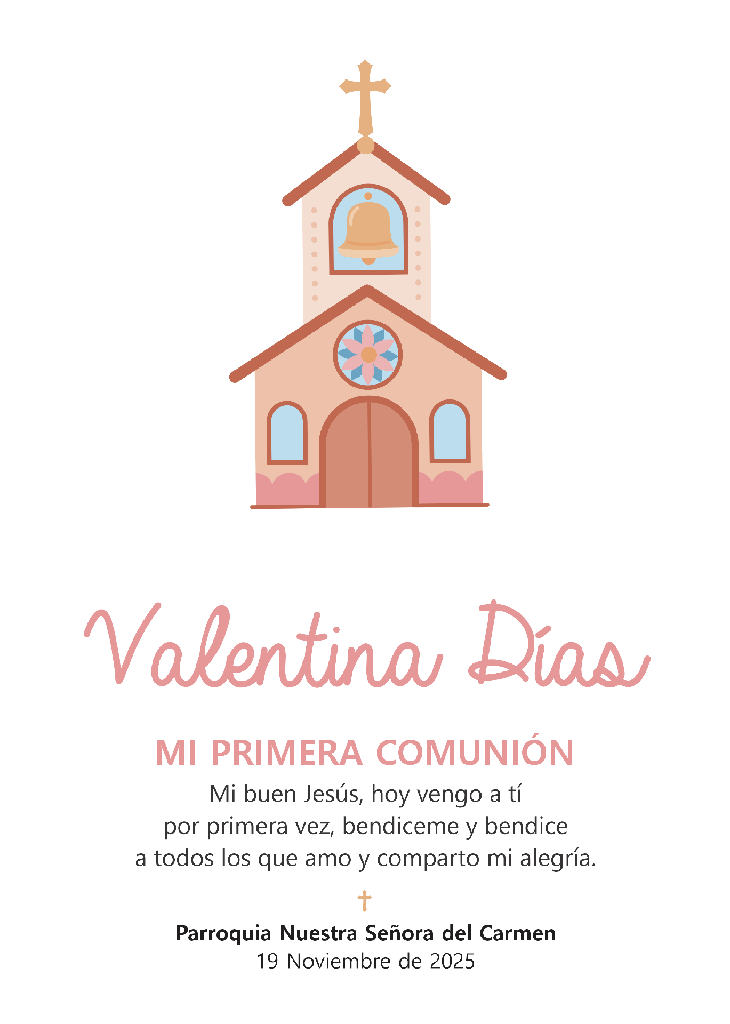 Estampita Comunión nena 7x10cm x 10 un.   