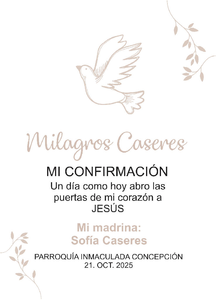 Estampita Confirmación (Mod 3) 7x10cm x 10 un. 