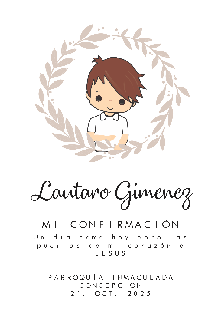 Estampita Confirmación nene 7x10cm x 10 un.  