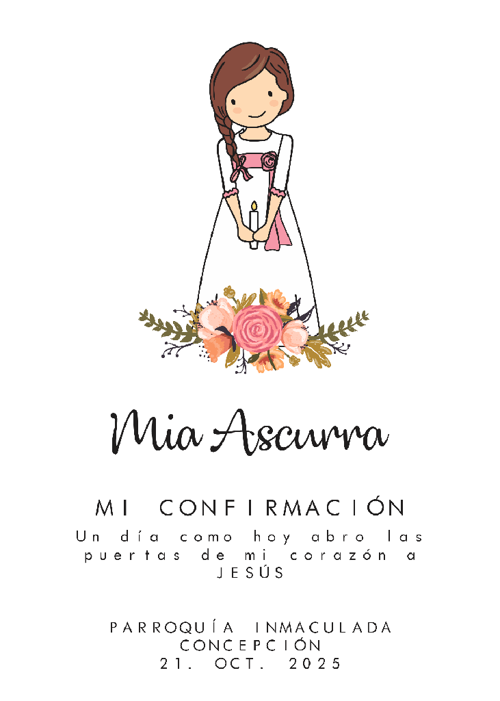 Estampita Confirmación nena 7x10cm x 10 un.   
