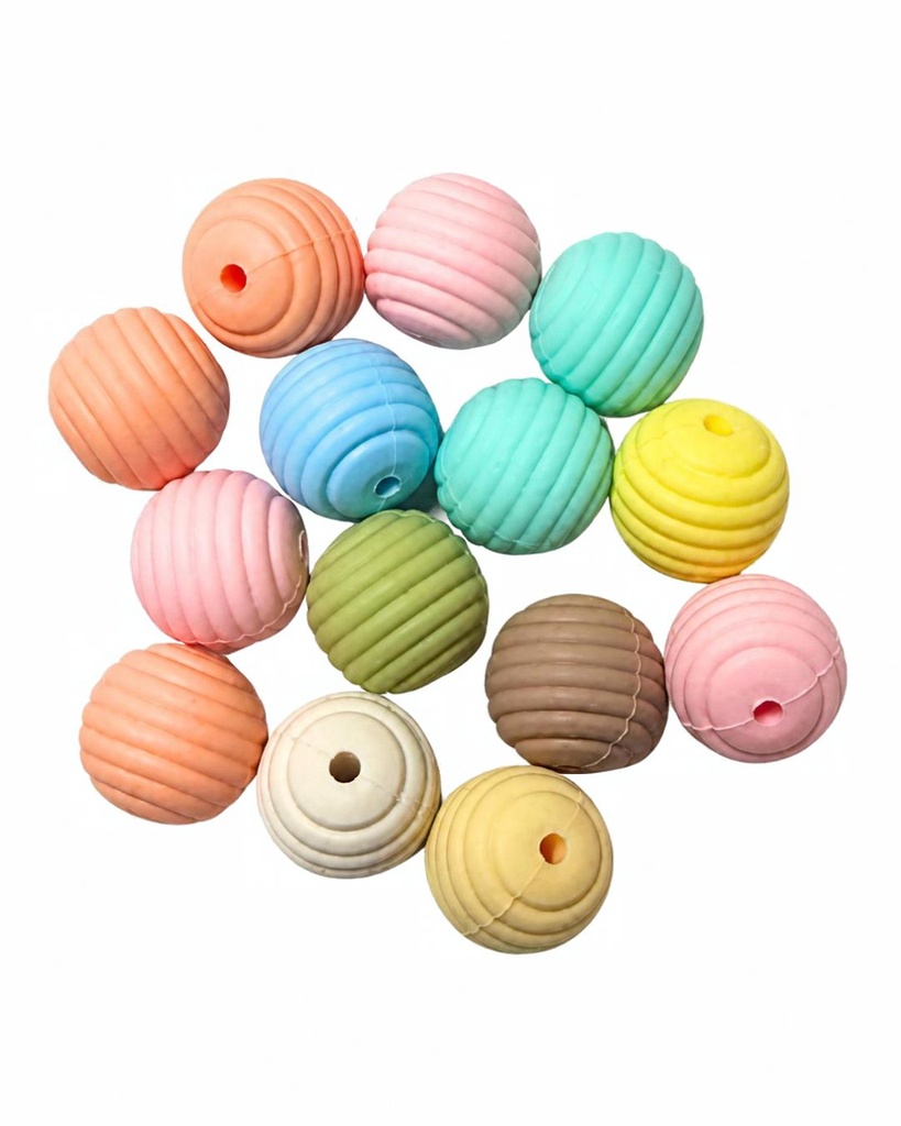 Bolita de silicona no toxica rayadas 15mm x 5un