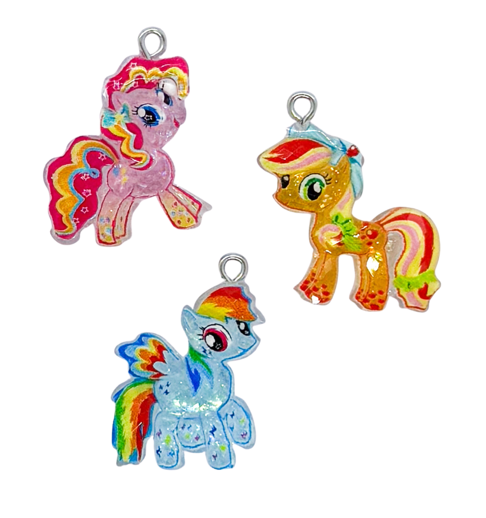 Dije c/pitón glitter unicornio x 1un