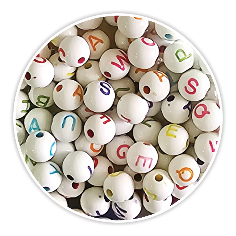 Plástico letras bolita blanco c/color x 15gr. 