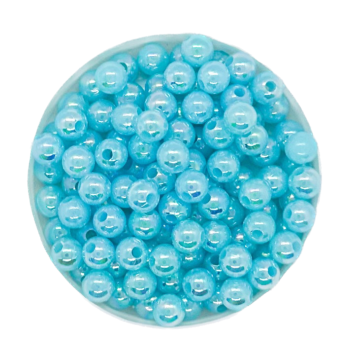 Perla plástica nacarada AB 6mm celeste x 10gr  