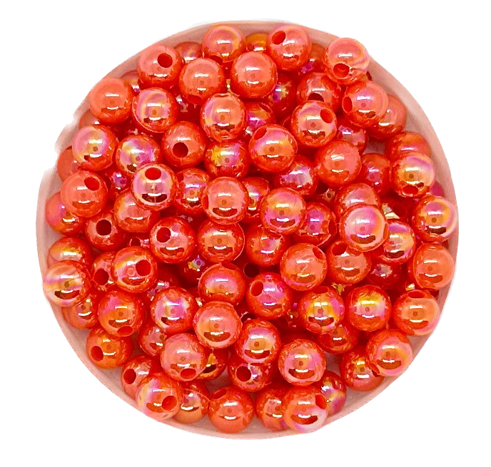 Perla plástica nacarada AB 6mm naranja x 10gr   